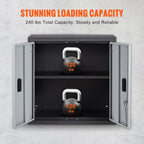 vevor foldable wall cabinet, metal garage locker mounted showing dimensions