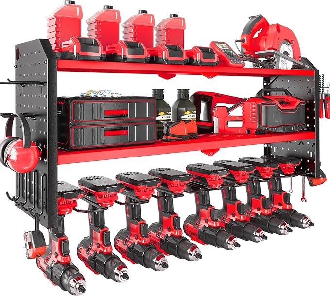 KAFAHOM Power Tool Organizer, Large 8 Drill Holder Wall Mount by KAFAHOM