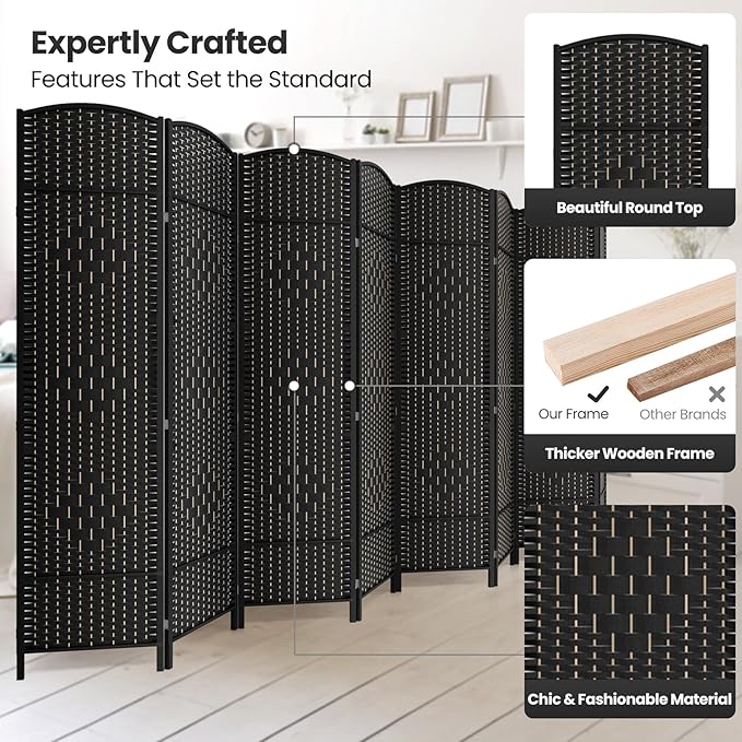 8 Panel Room Divider, 6Ft Folding Privacy Screen, Tall - Image 2