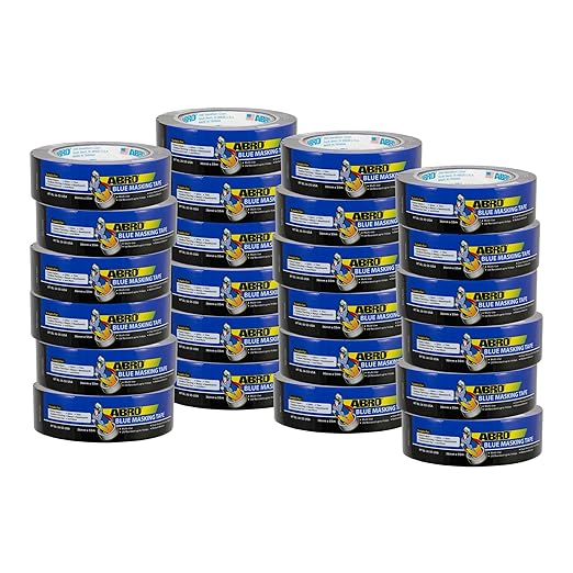 ABRO 24 Pack Blue Painters Tape: 36mm x 55M All Purpose Blue Tape, Temporary by ABRO