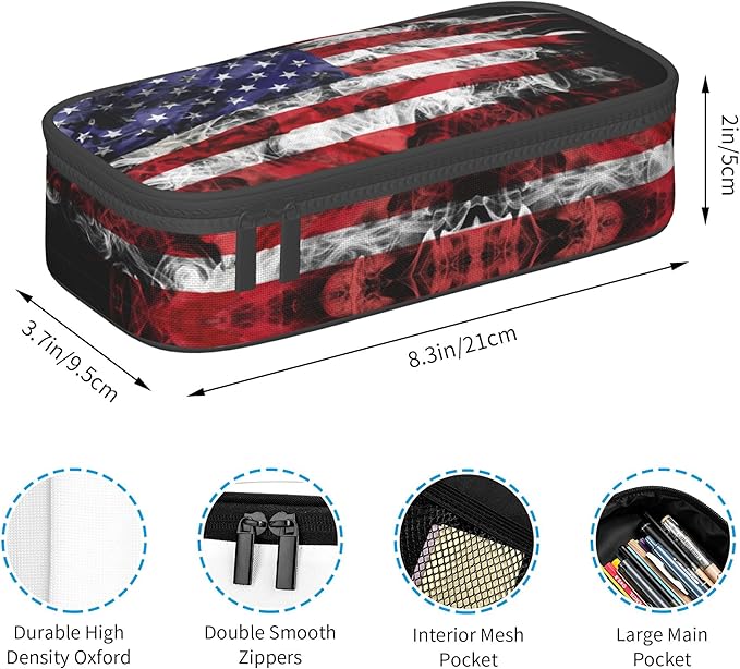 YIJIUWKIS Kids Pencil Case for Boys Girls, Usa Flag Style Pencil Pouch Big - Image 3