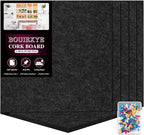 Bouiexye Felt Cork Board Tiles 6 Pack Black Bulletin Boards 12"x12" by LooksForwardtoSeeingYou