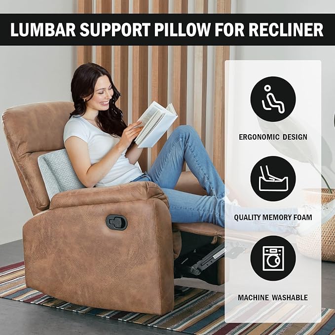 HOMBYS Lumbar Support Pillow for Recliner Chair, Memory Foam Back Support - Image 2