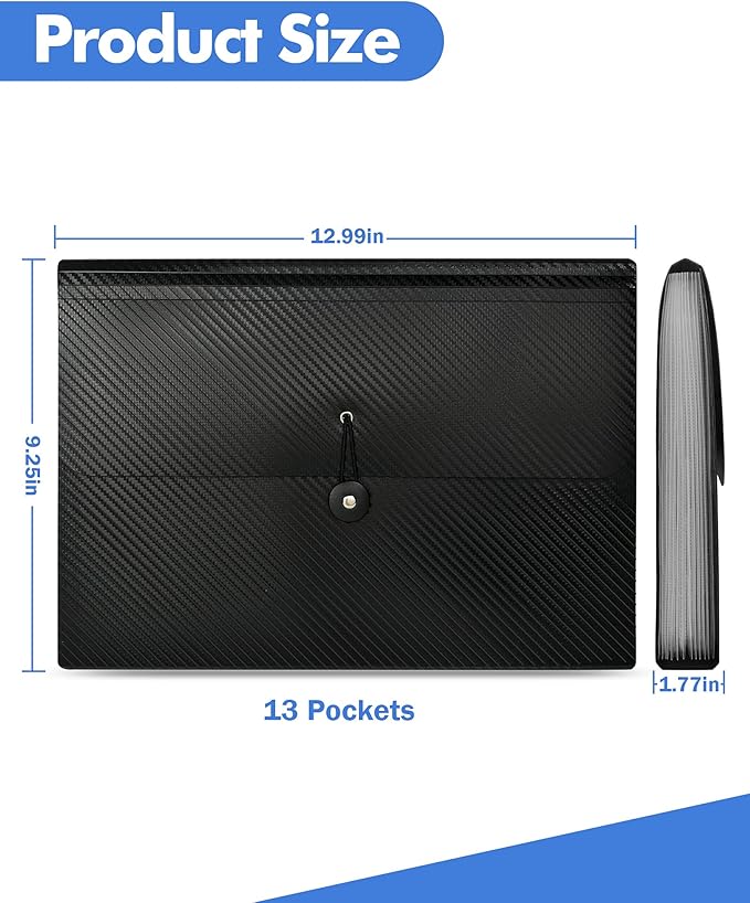 Expanding File Folder with Tabs, 13 Pockets File Organizer Accordion File - Image 3