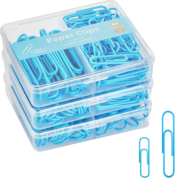 NEEWAY Colorful Paper Clips Assorted Sizes, Small and Large Paperclips by NEEWAY