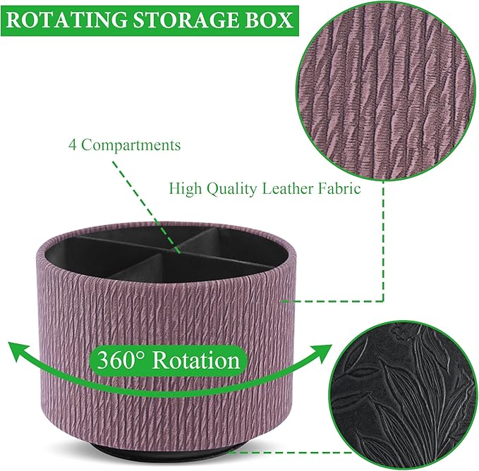 Hennaja Round Leather Art Supply Organizer, Remote Control Holder, 360 Degree - Image 3