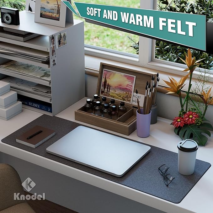 K KNODEL Felt Desk Mat, Large Desk Pad Protector, Office Computer Desk Mat - Image 5