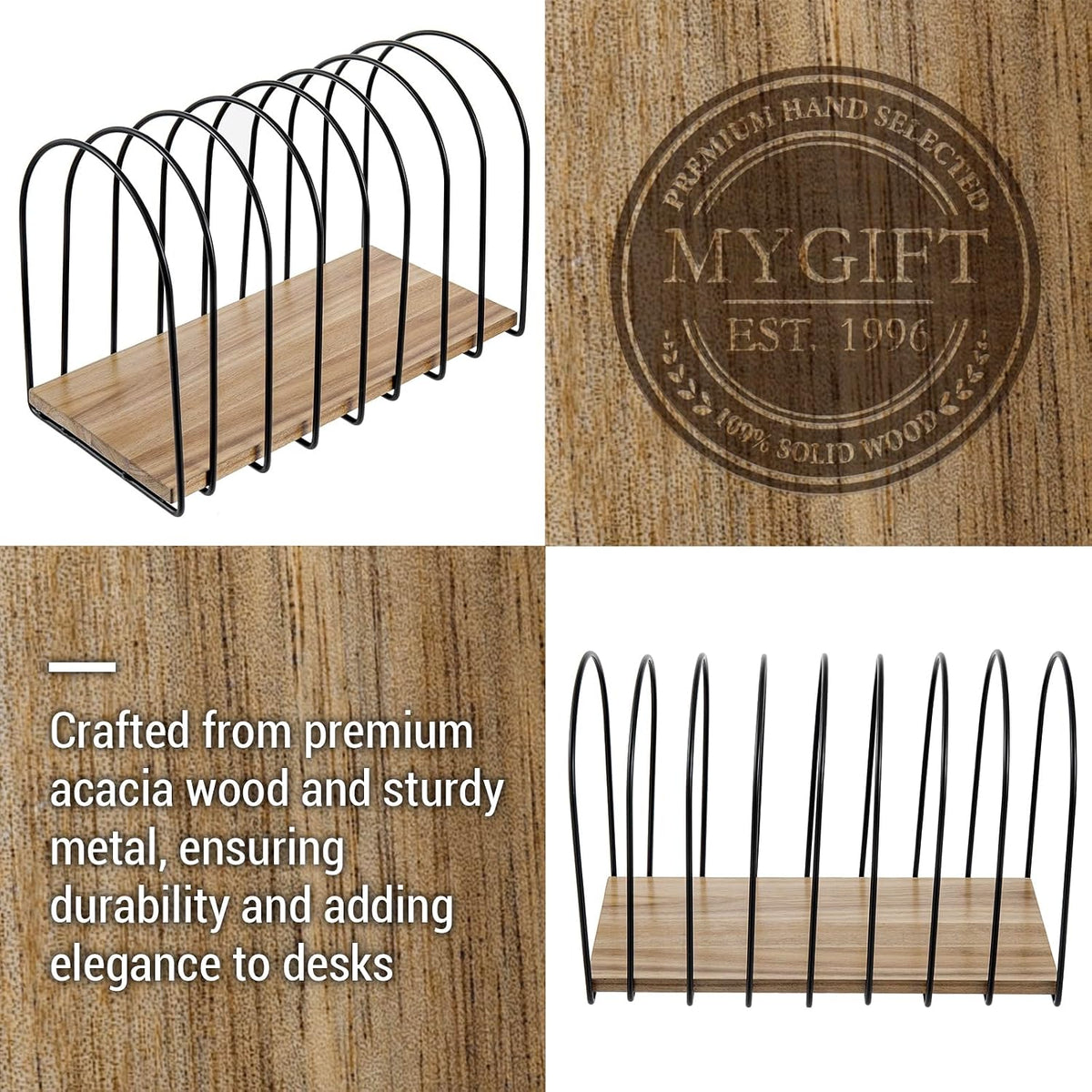 MyGift 14 Inch Large Desktop Document Holder, Premium Acacia Solid Wood and B...