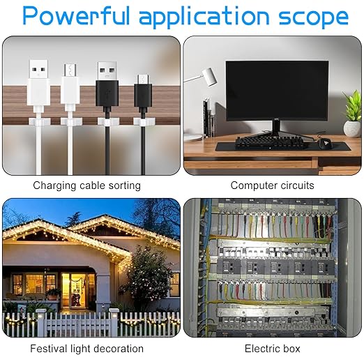 XHF 100pcs Adhesive Cable Wire Clips White, Outdoor Cable Management Wire - Image 7