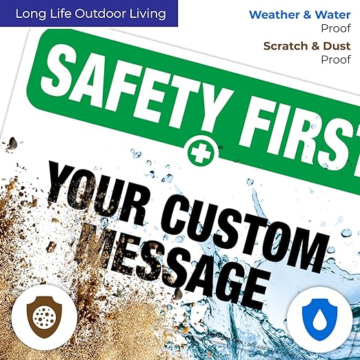 Custom Safety First Sign, OSHA Sign, 10x7 Inches, 4 Mil Vinyl Decal Stickers - Image 5