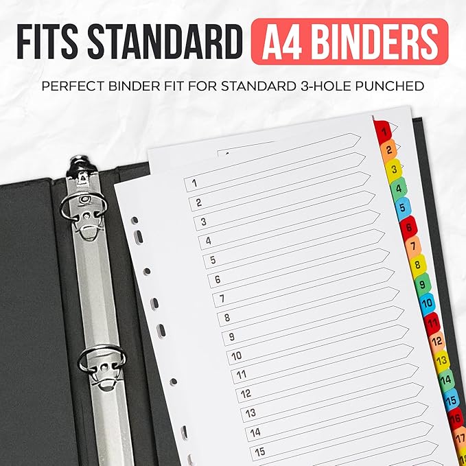 Binder Dividers with Tabs 1-20 Numbered – A4 | Dividers - Image 5