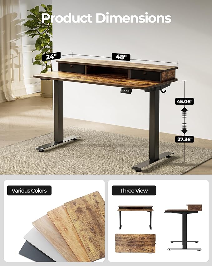 FEZIBO 48 x 24 Inch Height Adjustable Electric Standing Desk - Image 4