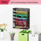 GDINDINFAN Hanging Wall File Organizer 6 Tier Wall Mounted Mail Paper Folder - Image 7