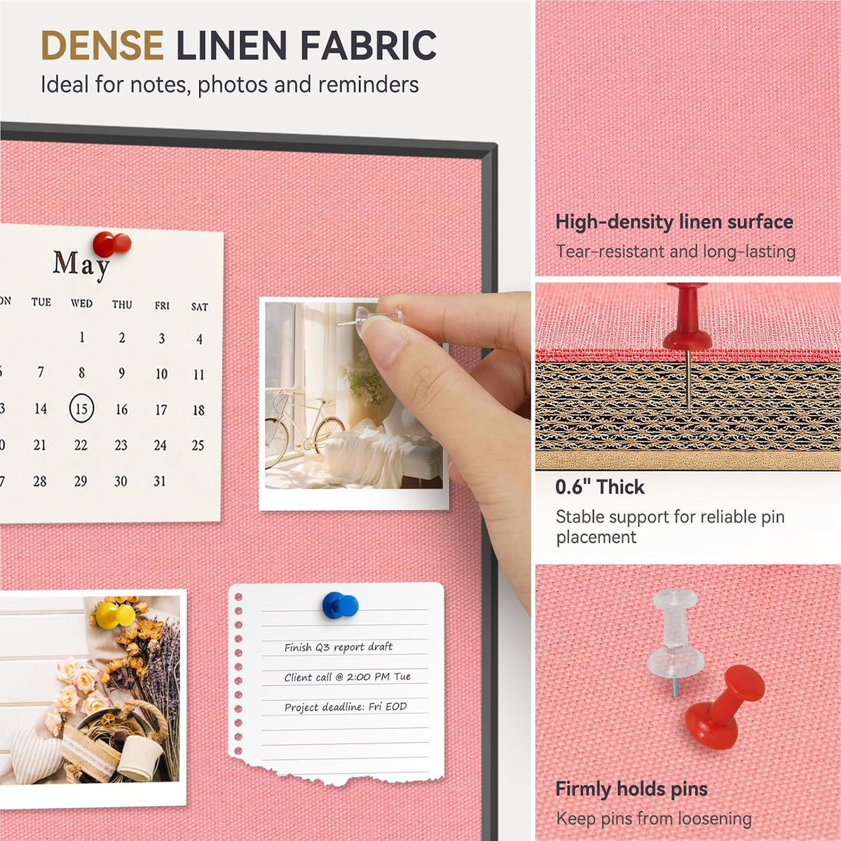 Whiteboard Bulletin Board Combo, 24"x18" Dry Erase Linen Cork Board