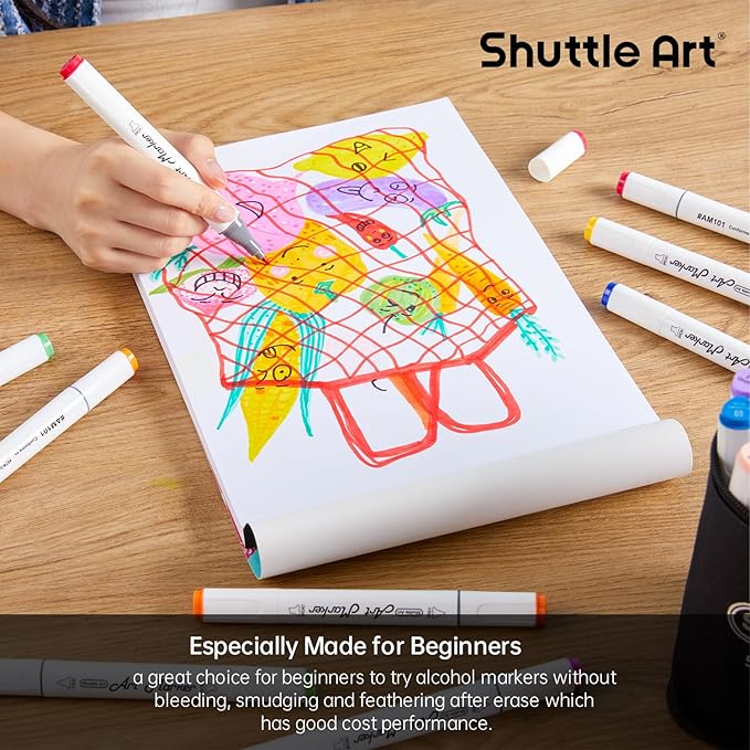 Shuttle Art Marker Pad, 11.69”x8.27” Portable A4 Sketchbook, 60 Sheets Drawing - Image 3