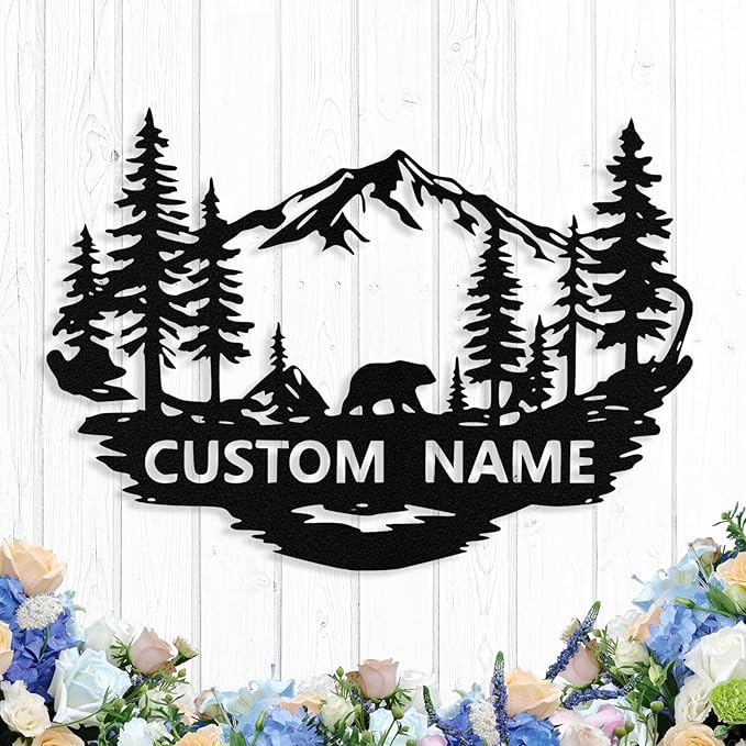 Custom Bear Metal Sign, Custom Bear Metal Wall Art Decor, Personalized Last by logo