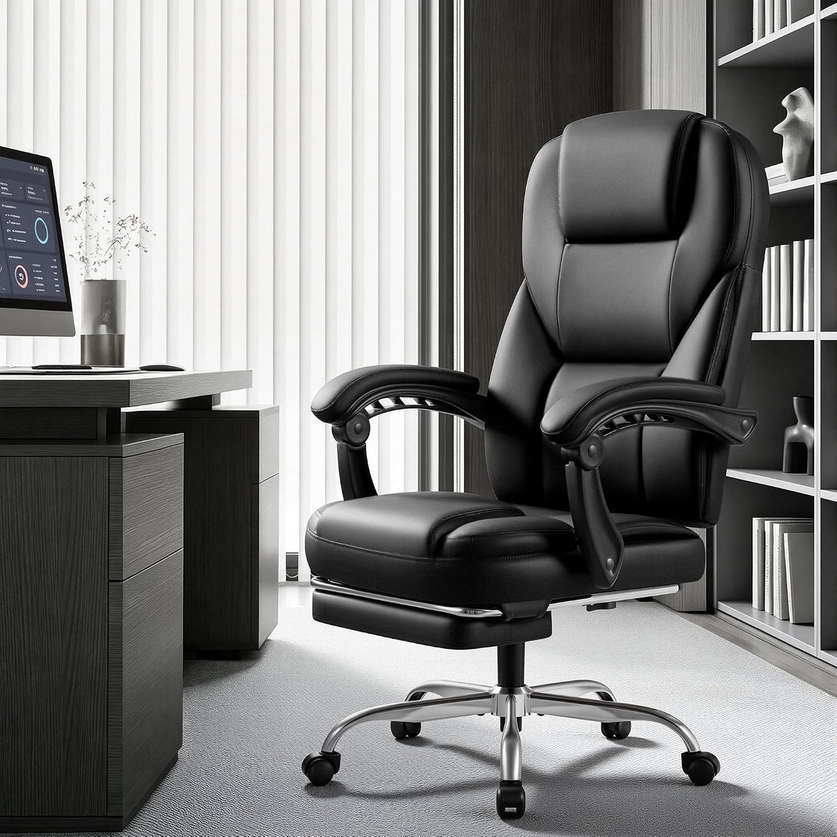 Furmax Massage Office Chair with Foot Rest Executive Big and Tall Office Chai...