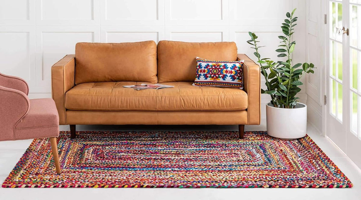 Unique Loom Braided Chindi Collection Area Rug - Layer (8' x 11' Rect...