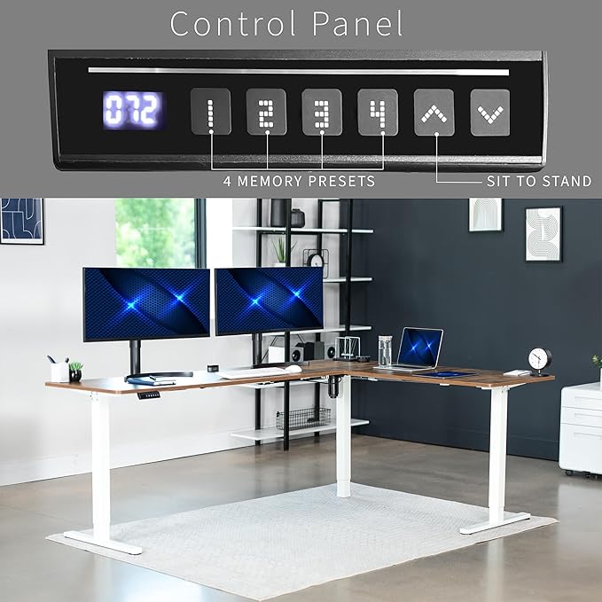 VIVO Electric Corner 84 x 63 inch L-Shaped Standing Desk, Memory Height - Image 5