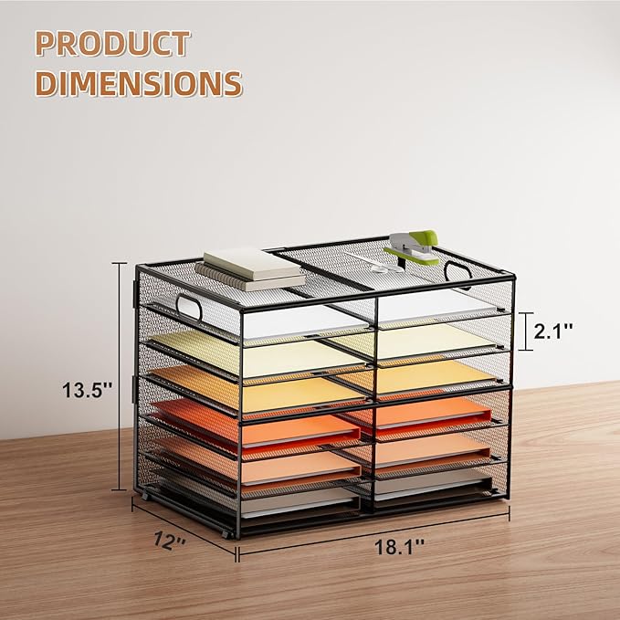 Marbrasse 7 Tier Desktop Literature Organizer, Mesh Paper Organizer Desk - Image 3