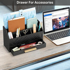 dreampossible Black Wood Desk Organizer and Accessories - Image 3