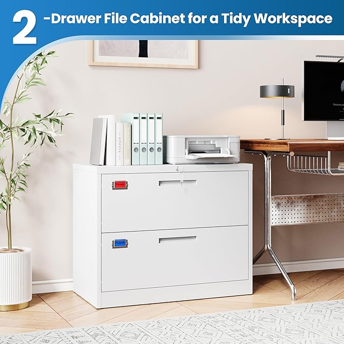 PEUKC 2 Drawer File Cabinet, Lateral Filing Cabinets - Image 7