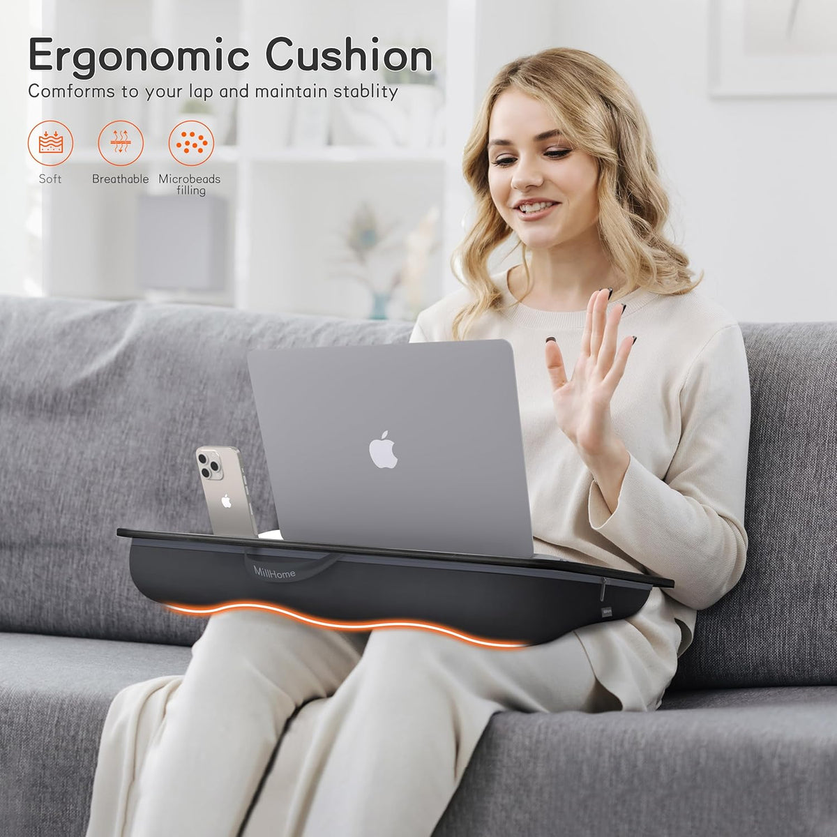 Lap Desk with Cushion, Fits up to 17 inch Laptop, Pillow Designed, Portable L...