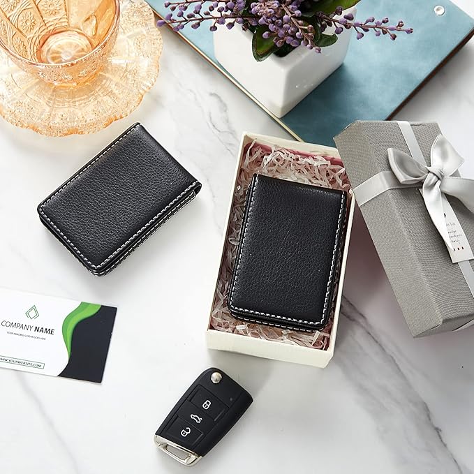 Outus 2 Pieces Business Card Holder, PU Leather Business Card Case Pocket Wallet - Image 7