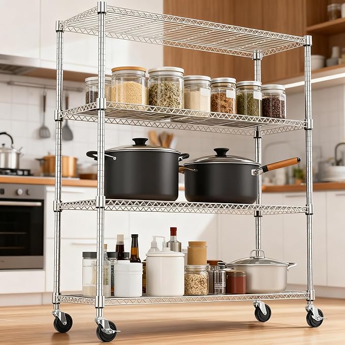 M MZG 4 Tiers Shelf 1400 lbs Steel Storage Shelving Utility Shelving Unit Steel - Image 2