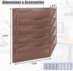 EASEPRES 5 Pocket Mesh Hanging Wall File Organizer, Wall Mounted Mail Paper - Image 2