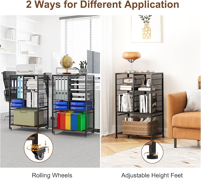 EasyPAG Rolling File Cart with 14 Slot Mail Organizer, Under Desk Storage with - Image 6