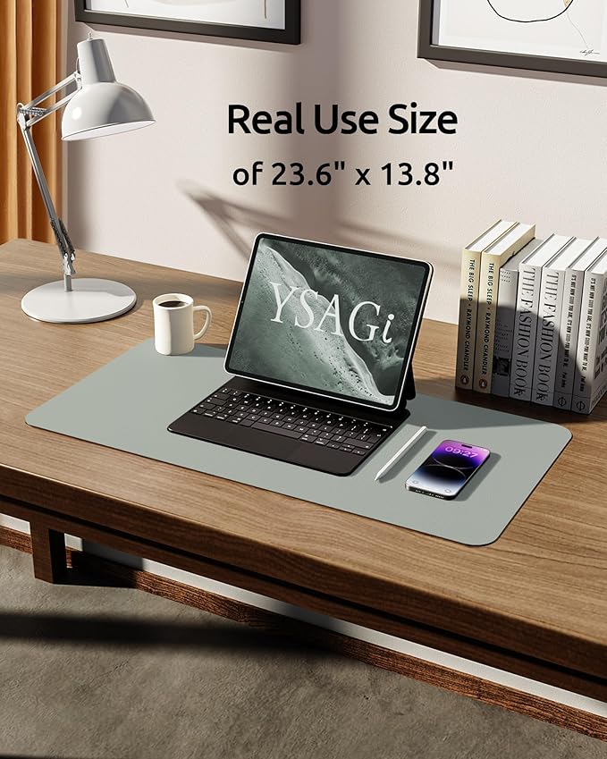 YSAGi Leather Desk Protector, Office Mat, Large Mouse Mat, Non-Slip PU Leather - Image 5