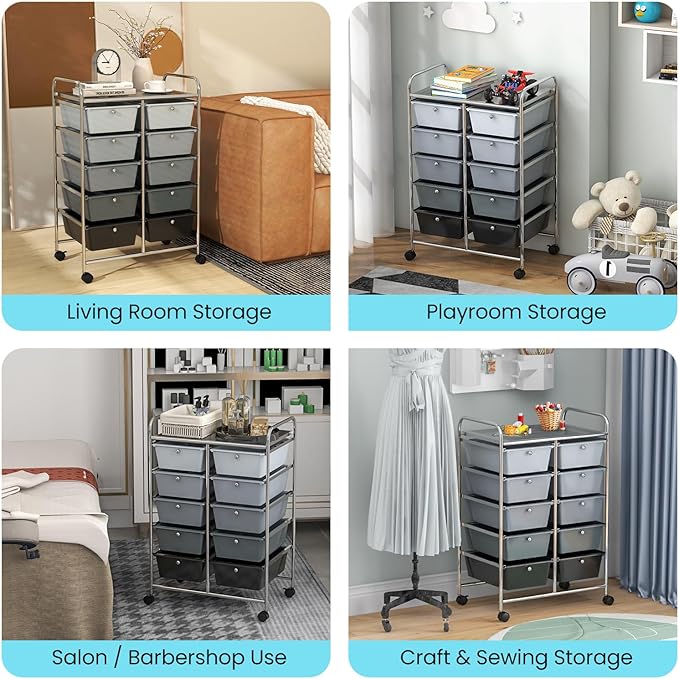 GLACER 10 Drawer Rolling Cart, Storage Cart - Image 7