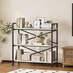 Homeiju 3 Tier Bookshelf 31.49" Width, Wood and Metal Etagere Bookcase - Image 2