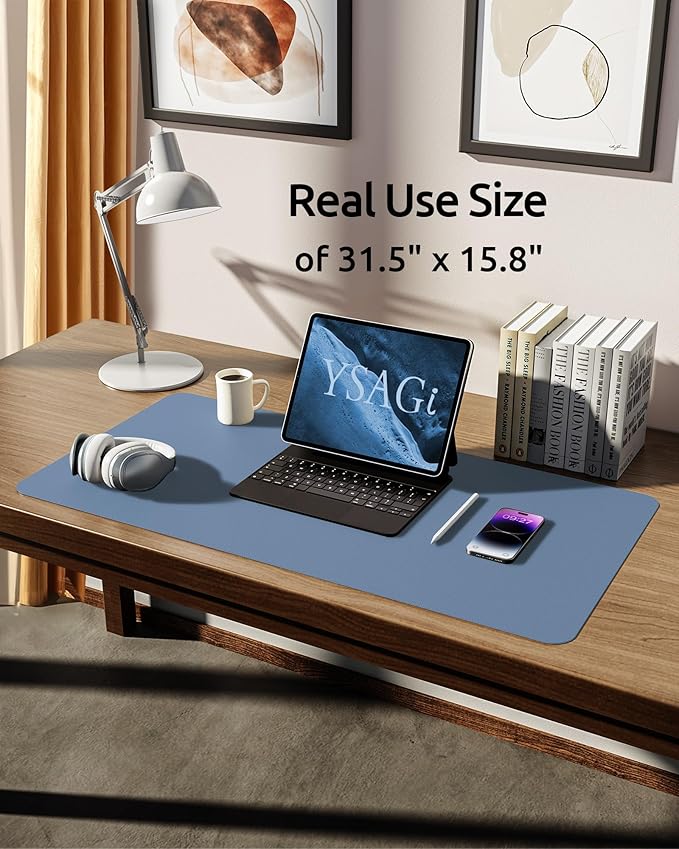 YSAGi Leather Desk Protector, Office Mat, Large Mouse Pad, Non-Slip PU Leather - Image 5