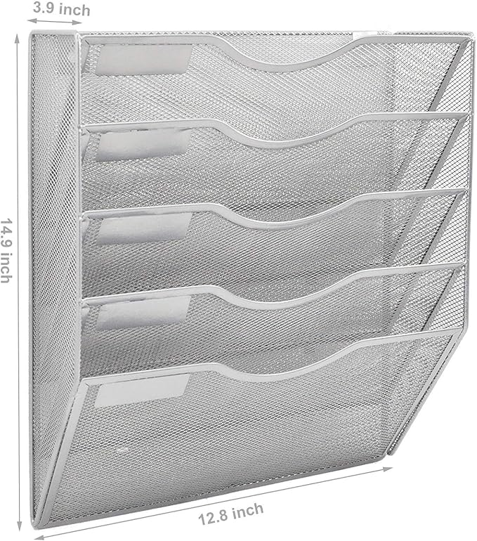EASEPRES 5 Pocket Mesh Hanging Wall File Organizer, Wall Mounted Mail Paper - Image 2