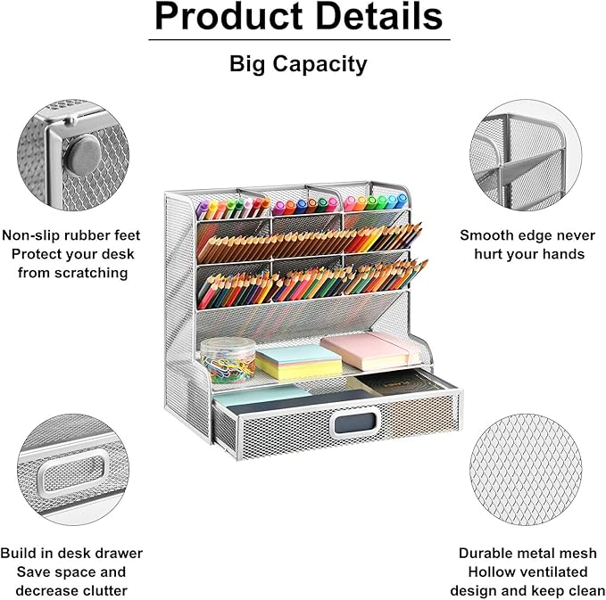 Marbrasse Larger Mesh Desk Organizer - Image 4