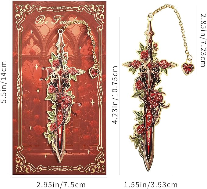 4Pcs Fantasy Sword Bookmarks for Books Journals Planners, Cool Forth Wing Metal - Image 3