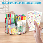 Acrylic Pen Holder with 2 Adhesive DIY Stickers, Desk Organizer Marker Holder - Image 2