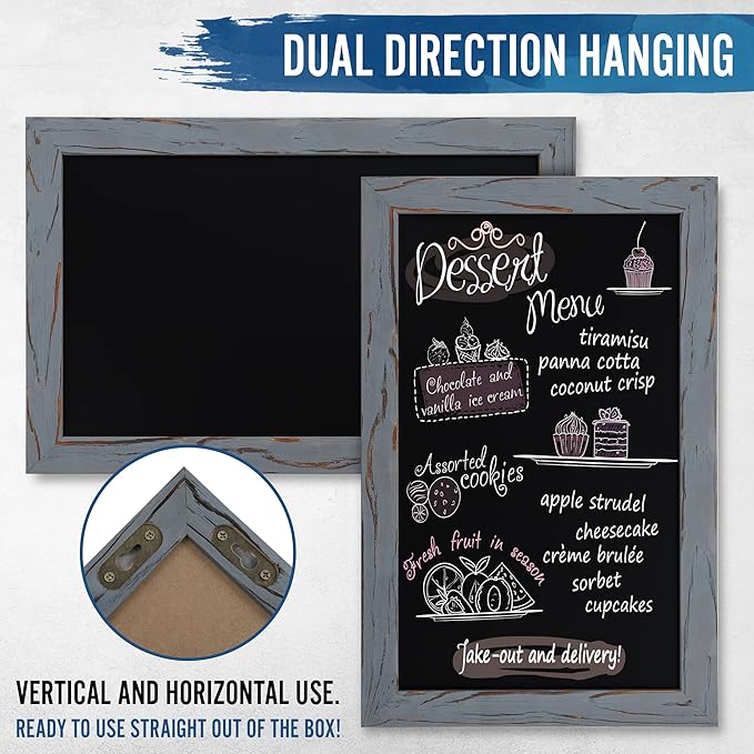HBCY Creations Rustic Grey Magnetic Wall Chalkboard, Small Size 11" x 17" - Image 3