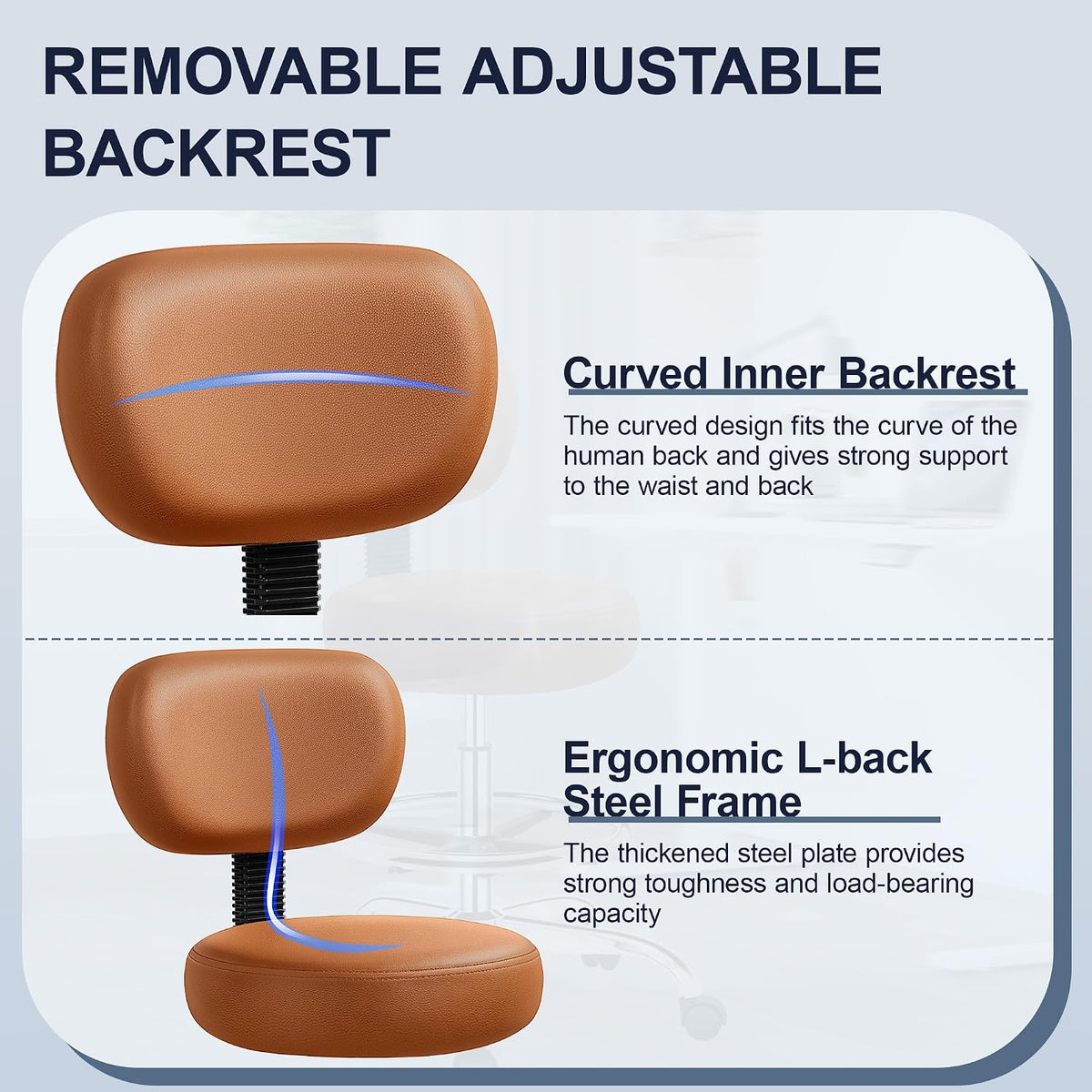 Brick Attic Drafting Chair with Backrest – Adjustable Foot Rest Rolling Stool...