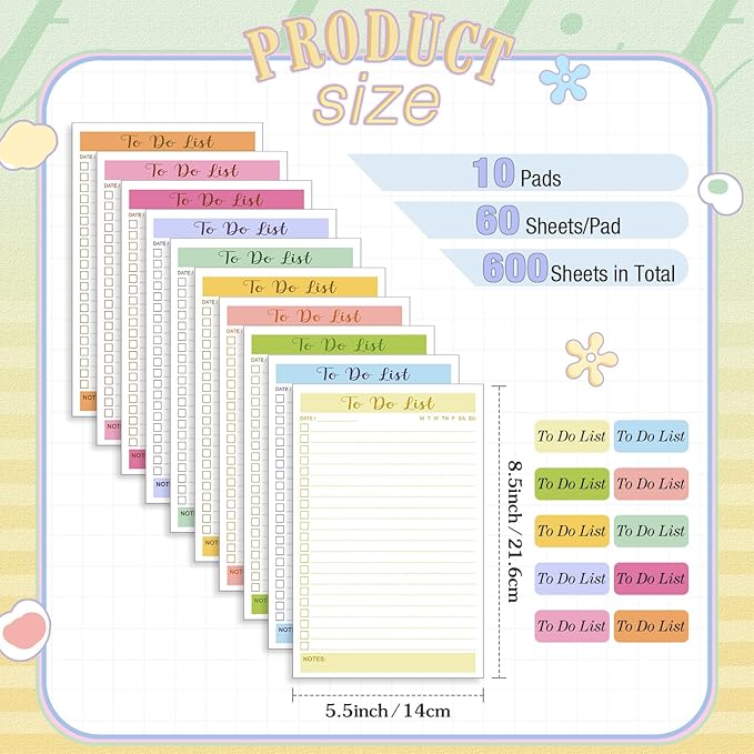 Censen 10 Packs To Do List Notepads, Simple Daily Reminder Checklist Planner - Image 2