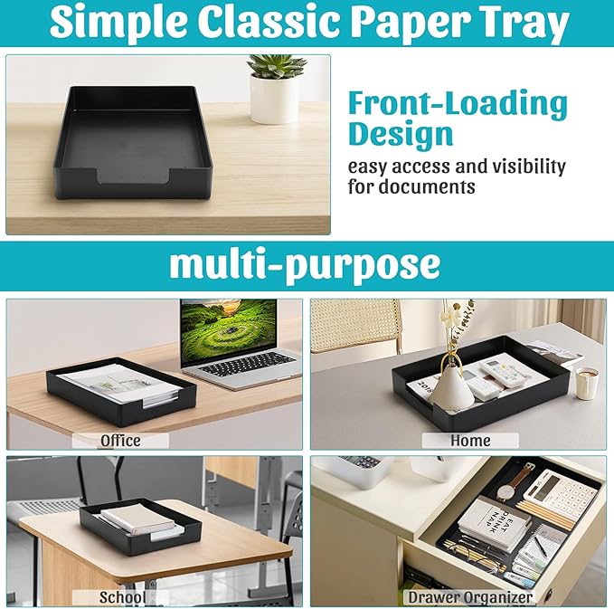 AZFUNN Letter-Size Tray Desk Letter Tray Paper Tray, Sturdy Heavy-Duty Plastic - Image 6
