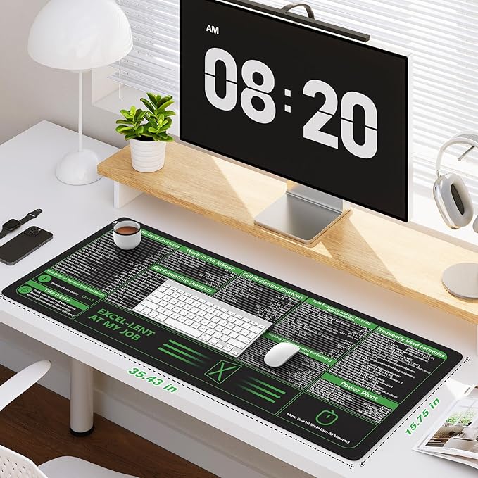 iCasso Excel Cheat Sheet Desk Pad, Excel Mouse Pad Shortcuts, Excell Short Cut - Image 2