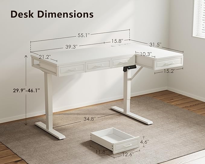 OffiGo L Shaped Electric Standing Desk - Image 3