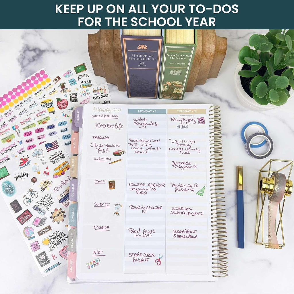 bloom daily planners Vintage Teacher Planner Stickers - School Themed Planning Stickers for Teachers, Educators, Homeschoolers - 6 Sheets/430 Stickers