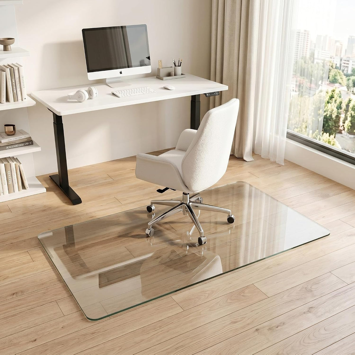 Tempered Glass Chair Mat for Hardwood Floor & Low Pile Carpet, 30" x...