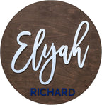 Custom Round Nusery Name Sign, Personalized 3D Baby Name Announcement Sign by Obsidian+Home+Creations