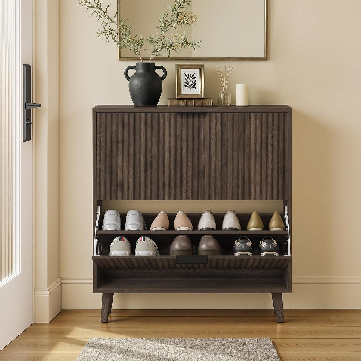 VASAGLE MAXE Collection - Shoe Storage Cabinet with 2 Flip Drawers, Freestand...