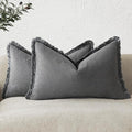 Foindtower Set of 2 Decorative Linen Fringe Lumbar Throw Pillow Covers Boho by Foindtower